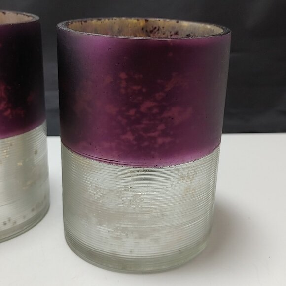 Set of 3 Purple Mercury Glass Candle Holders - Picture 4 of 4